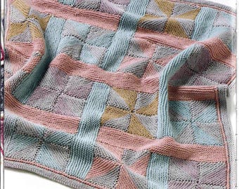 Easy Pinwheel lattice blanket  Sport- Fine yarn needed- see images  -knitting Pattern Download pdf