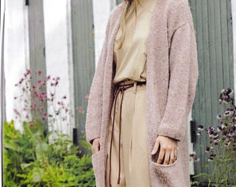 Woman's Edge to Edge Jacket Cardigan with pockets -Sizes 105 - 121 cm- Downloadable Knitting Pattern PDF Aran 10 ply worsted yarn