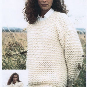 Woman&#39;s Open stitch sloppy Jo sweater & scarf in Super Chunky/Super Bulky wool-  Sizes 28-42 Knitting Pattern Download PDF