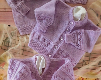 Baby Girl Boy Lacy Cardigans & sweater -Button shoulders 3  styles 16- 22" DK 8Ply  Light worsted wool Knitting Pattern pdf Digital Download