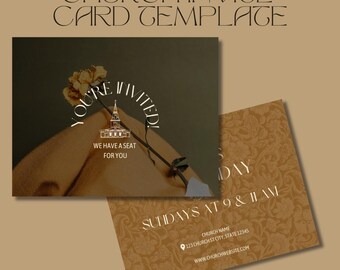Earthy-Themed Church Invitation Card Template | Canva Editable Digital Download