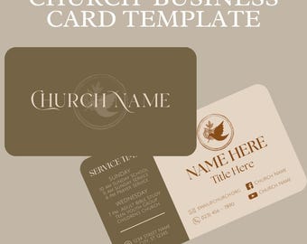 Modern Church Business Card Template | Coffee Theme | Canva Customizable Template |