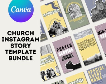 Modern Pastel Church Instagram Stories Bundle | Canva Editable Digital Download