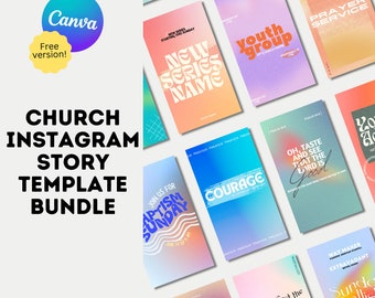 Church Instagram Story Template Bundle | Modern Gradient Theme | Canva Editable Templates