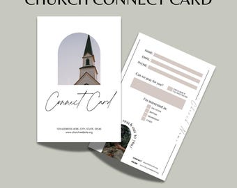 Digital Simple Church Connect Card Template | Editable in Canva | Modern & Minimal Design for Churches
