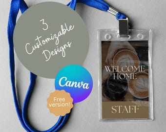 Church Greeter Badge Template | Coffee Theme | Canva Editable Design