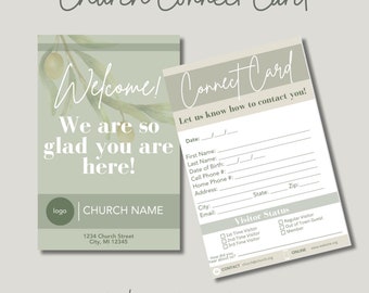 Olive & Neutrals Church Connect Card Template | Canva Editable Design