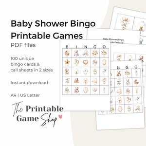 Baby Shower Bingo, Baby Shower Games, Gender Neutral Modern Baby Shower Games, Babyshower games, baby shower bingo, Watercolor baby shower
