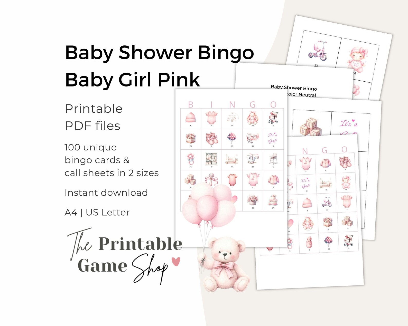 Baby Shower Bingo, Baby Shower Games, Girl Baby Shower Games ...