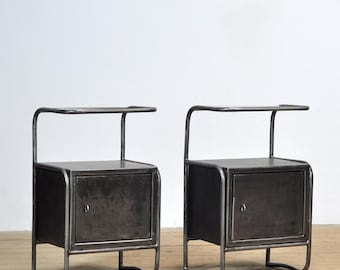 Set of iron bedside tables, 1950s