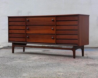 Mid Century Walnut Dresser - Handcrafted Wood Storage Chest with Retro Charm - Classic Mid Mod Furniture for Bedroom or Living Room