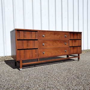 Handcrafted Mid-Century Modern Walnut and Rosewood Credenza - Style Buffet Sideboard - Retro Design Cabinet for Home or Office Decor