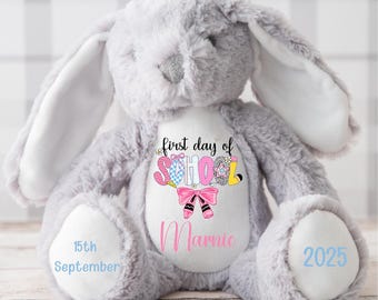 Personalized Plush Bunny | First Day of School Gift, Keepsake