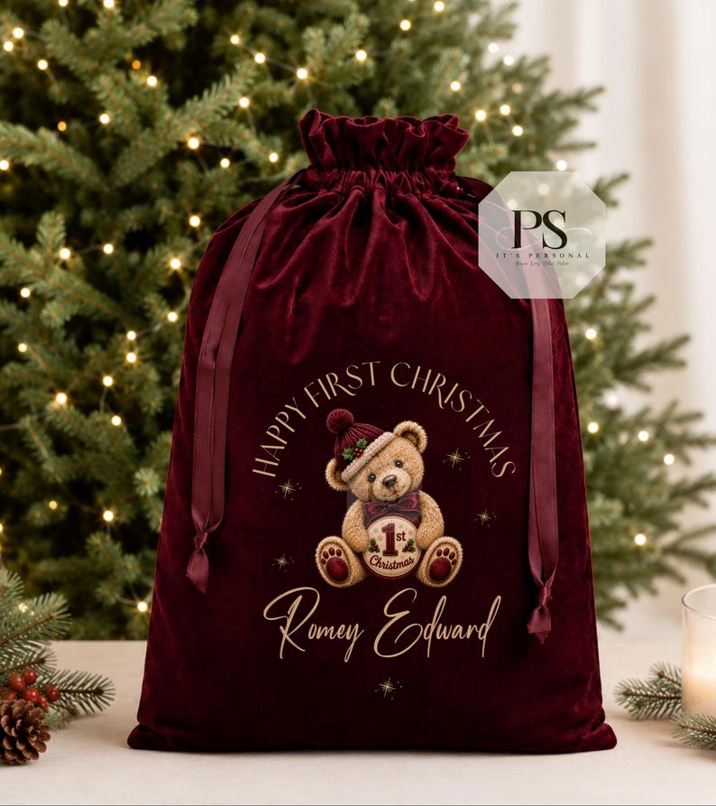 Personalised Christmas Sack | Luxury Velvet Santa Sack | Custom Christmas Delivery Bag | Luxury velvet custom santa sack image 5