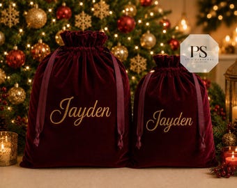 Personalised Christmas Sack | Luxury Velvet Santa Sack | Custom Christmas Delivery Bag | Embroidered Luxury velvet custom | Santa sack