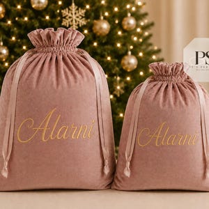 Personalised Christmas Sack | Luxury Velvet Santa Sack | Custom Christmas Delivery Bag | Embroidered Luxury velvet custom | Santa sack image 4