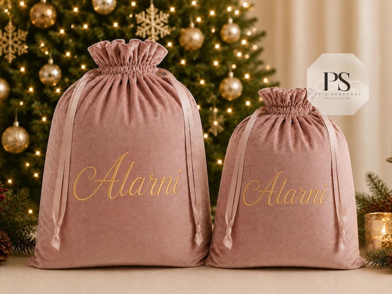 Personalised Christmas Sack | Luxury Velvet Santa Sack | Custom Christmas Delivery Bag | Embroidered Luxury velvet custom | Santa sack image 4