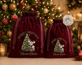 Personalised Christmas Sack | Luxury Velvet Santa Sack | Custom Christmas Delivery Bag |  Luxury velvet custom santa sack | Reindeer