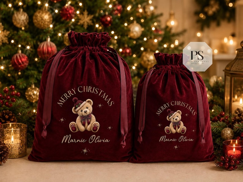 Personalised Christmas Sack | Luxury Velvet Santa Sack | Custom Christmas Delivery Bag | Luxury velvet custom santa sack image 3