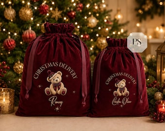 Personalised Christmas Sack | Luxury Velvet Santa Sack | Custom Christmas Delivery Bag |  Luxury velvet custom santa sack