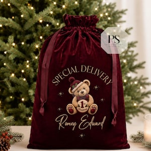 Personalised Christmas Sack | Luxury Velvet Santa Sack | Custom Christmas Delivery Bag | Luxury velvet custom santa sack image 6
