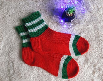 Hand Knitted Wool Socks, Warm Winter Socks, Christmas Gift