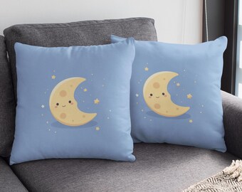 Fronha fofa em formato de lua para crianças, capa de almofada kawaii em formato de lua crescente, capa de almofada para quarto de bebê, decoração celestial para quarto infantil, fronha decorativa macia