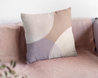 Almofada decorativa abstrata em tons pastel, almofada moderna com blocos de cores, almofada geométrica minimalista, almofada contemporânea para sofá com enchimento.