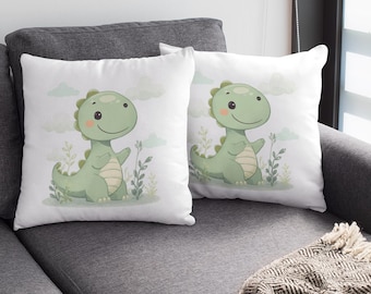 Capa de almofada fofa com dinossauro, capa de almofada de dinossauro de desenho animado, almofada para quarto infantil, almofada de dinossauro para bebê, almofada de animal, decoração para quarto infantil