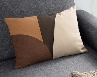 Capa de almofada lombar abstrata de meados do século XX, almofada neutra em tons de marrom e verde, almofada decorativa moderna em tons terrosos, decoração minimalista boho para casa.