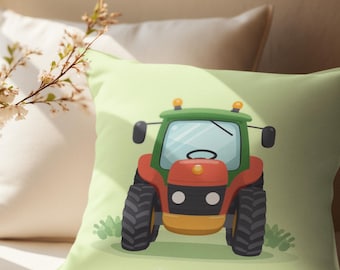 Capa de almofada fofa com trator, capa de almofada para veículo agrícola, almofada infantil com tema de trator, decoração para quarto de bebê com tema de fazenda, almofada de trator de desenho animado, decoração para quarto infantil