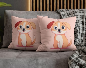 Cute Puppy Pillowcase for Kids, Cartoon Dog Cushion Cover, Kawaii Puppy Nursery Pillow, Baby Room Decor Gift for Girls Boys
