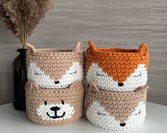 Handmade knitted basket |  crocheted basket | animal baskets