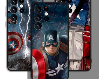 Hero America Captain Art Phone Case For Samsung A54 A53 S21 S22 S23 S24 FE Note Ultra Galaxy / For iPhone 11 12 13 14 15 XS XR Plus Pro Max
