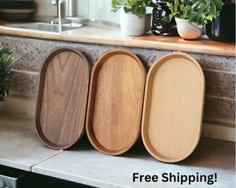 Crafted Wooden Coffee Tray | Modern Wooden Tray Kitchen Craft | Acacia Beech Walnut Serving Trays
