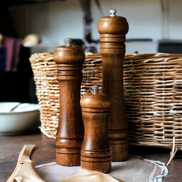 Wooden Salt and Pepper Grinder | Handmade Salt Mill | Table Decor Wooden Grinder | Gift Idea