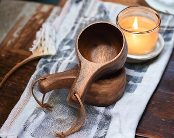 Wooden Kuksa Drinking Cup | Wooden Viking Camping Mug | Tea Coffee Nordic Wooden Mug