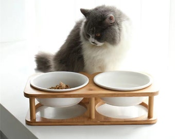 Ceramic Cat and Dog Bowls - Elevated Pet Feeding Station