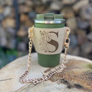 Faux Leather Monogram Cup Carrier