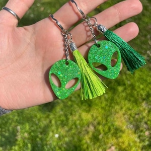 Glitter Alien Keychain