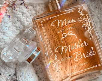Custom Mother of Bride Perfume Bottle, Personalized Wedding Perfume Bottle Gift for Mom, Birth Flower MOB Perfume Gifts from Daughter