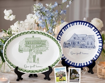 Custom First Home Housewarming Gift, Personalized Porcelain Platter for New Home Occasion, Realtor Gift for Homeowners