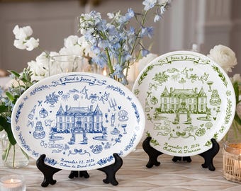 Personalized Wedding Venue Platter Plate, Custom Porcelain Platter Wedding Gift for Newlyweds, Housewarming Gift, New Home Gift for Couple