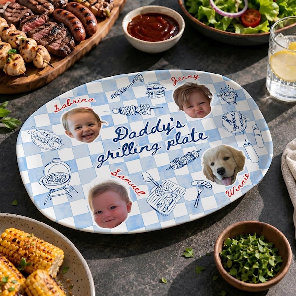 Plato para asar personalizado con foto de papá, bandeja para asar con carita de bebé personalizada, regalo del Día del Padre para papá