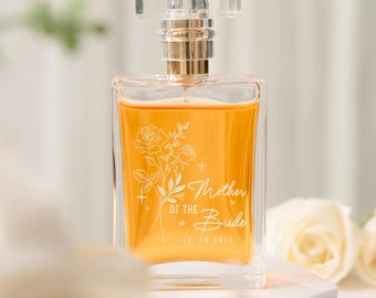 Custom Mother of Bride Perfume Bottle, Personalized Wedding Perfume Bottle Gift for Mom, Birth Flower MOB Perfume Gifts from Daughter