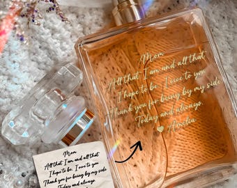 Engraved Handwriting Mom Perfume Bottle, Personalized Refillable Perfume Bottle Wedding Gift for MOB MOG, Hidden Message Bridal Party Gift