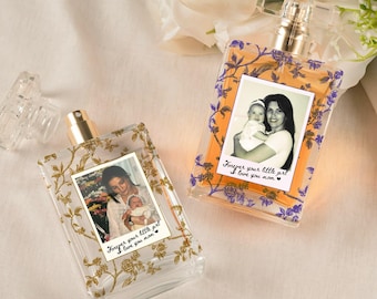 Personalized Mom Photo Perfume Bottle, Custom Mother of the Bride Gift, Toile de Jouy MOB MOG Wedding Gift from Bride, Mama Birthday Gift