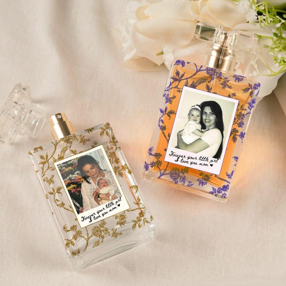 Personalized Mom Photo Perfume Bottle, Custom Mother of the Bride Gift, Toile de Jouy MOB MOG Wedding Gift from Bride, Mama Birthday Gift