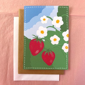 Fraises, carte vierge mate texturée