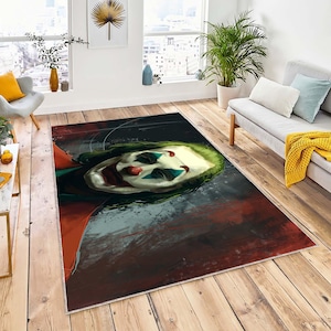 Alfombra Joker, regalo para sala de estar, alfombra genial, alfombra antideslizante, alfombra decorativa para el hogar, regalo para él, personajes famosos, alfombra decorativa de Joker